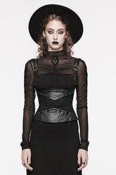 Corset gothique sous-poitrine pour femmes à lacets avec coutures noires